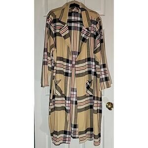 Boho Western Plaid Long Flannel Shacket Maxi Jacket Duster 2x Designer Style